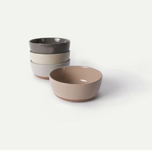 Rimmed & Flat Cereal Bowls - Set of 4 - Assorted Neutrals