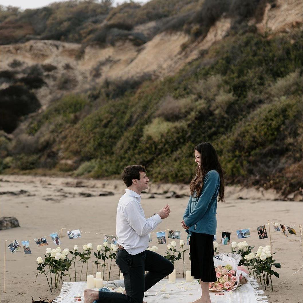 Daniel proposed at Crystal Cove Beach in California on December 29, 2024
