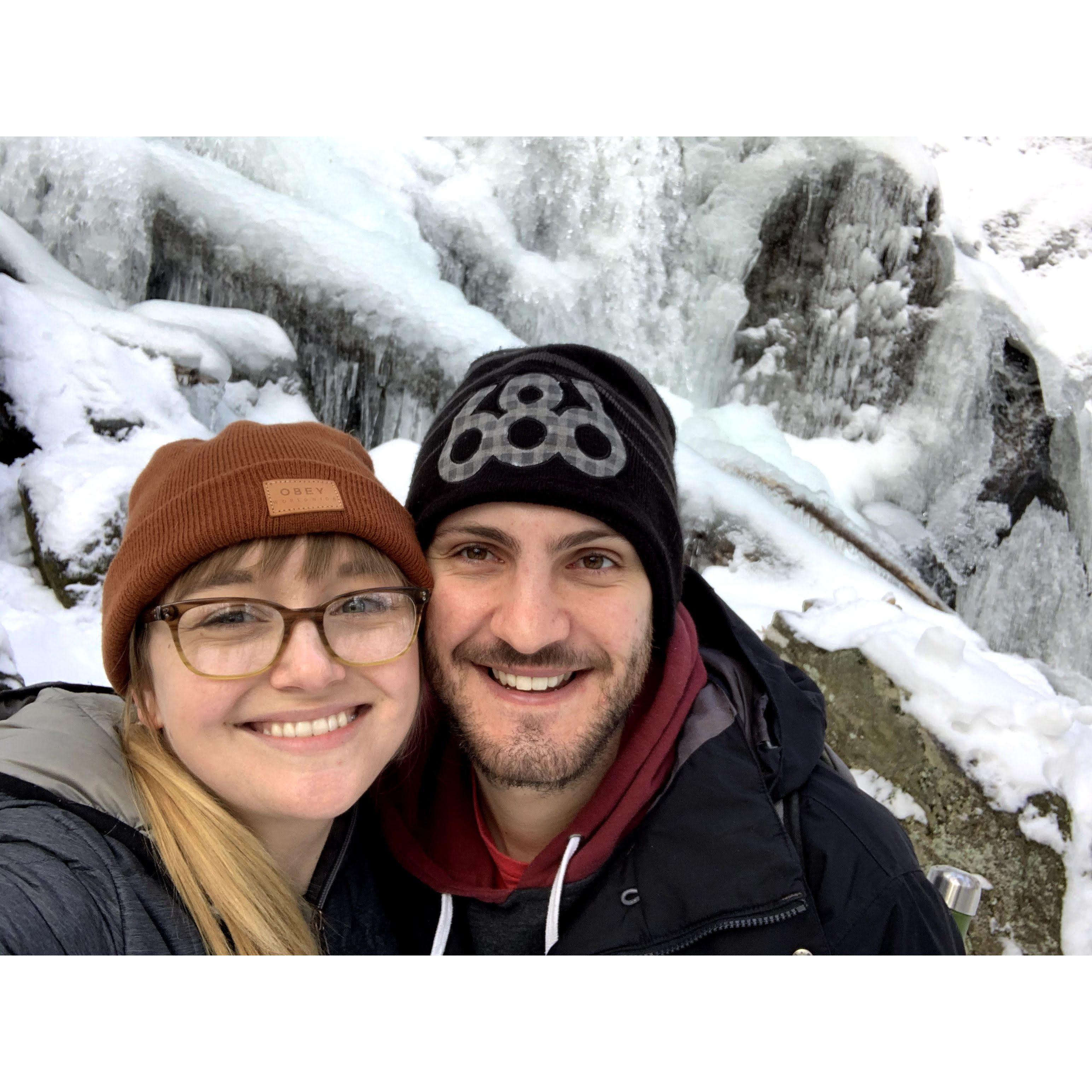 New Hampshire frozen waterfall