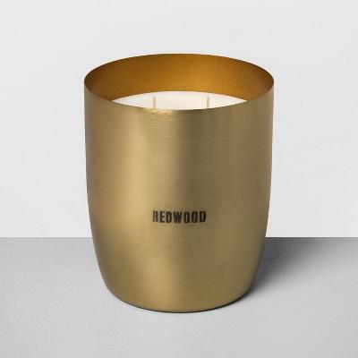 25oz Large Brass Candle Redwood - Hearth &#38; Hand&#8482; with Magnolia
