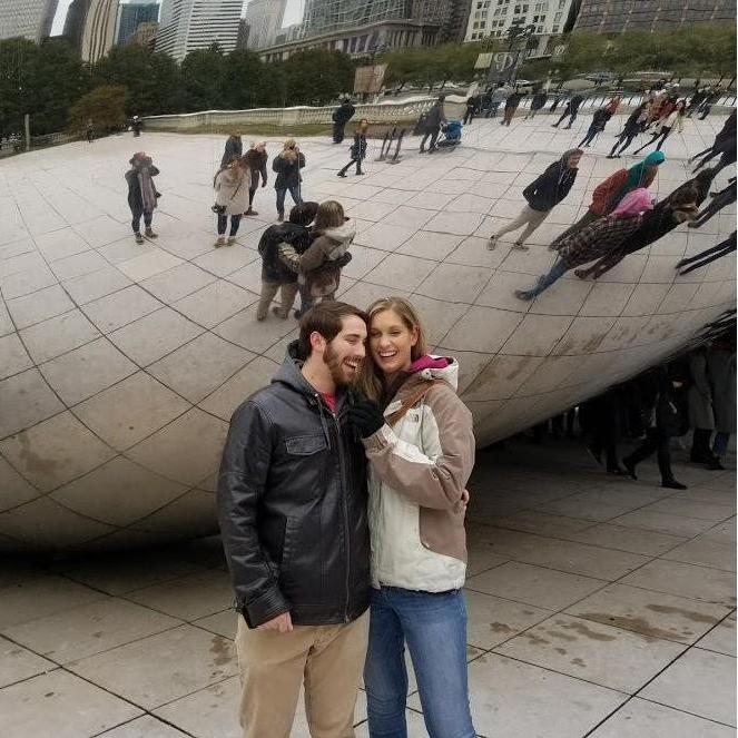 Laughing at something neither of us remember at The Bean in Chicago.