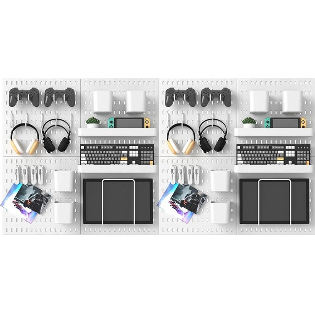 MULSAME Pegboard Combination Kit, 25.2" x 50.4" Wall Mounted Storage Set with 8 Pegboards & 40 Accessories Hanging, Peg Boards Organizer