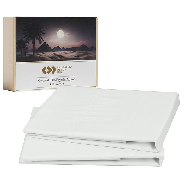 Luxury 100% Egyptian Cotton Pillow Cases, King Size Pillow Cases Set of 2, Sateen Weave, Soft, Breathable & Cooling Creamy Ivory King Pillow Cases Set of 2 for Pillows