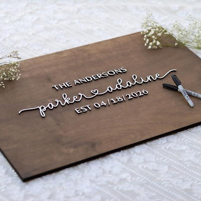 Personalized Last Name Guest Book, Unique Guest Book Sign, Custom Alternative Guest Book, Wooden Guest Book, Wedding Ceremony Guestbook Sign (Design 2)