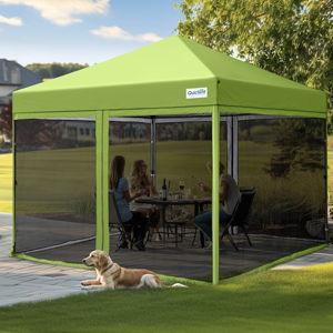 Quictent 10'x10’ Pop up Screened Canopy Tent with Mosquito Netting, Portable Easy up Outdoor Screen House Shelter for Patio, Camping and Picnic, Includes Wheeled Carry Bag (Green)