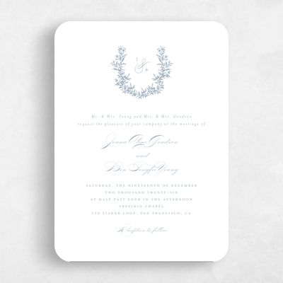 Blue Rounded Wedding Invitation - Vienna Portrait