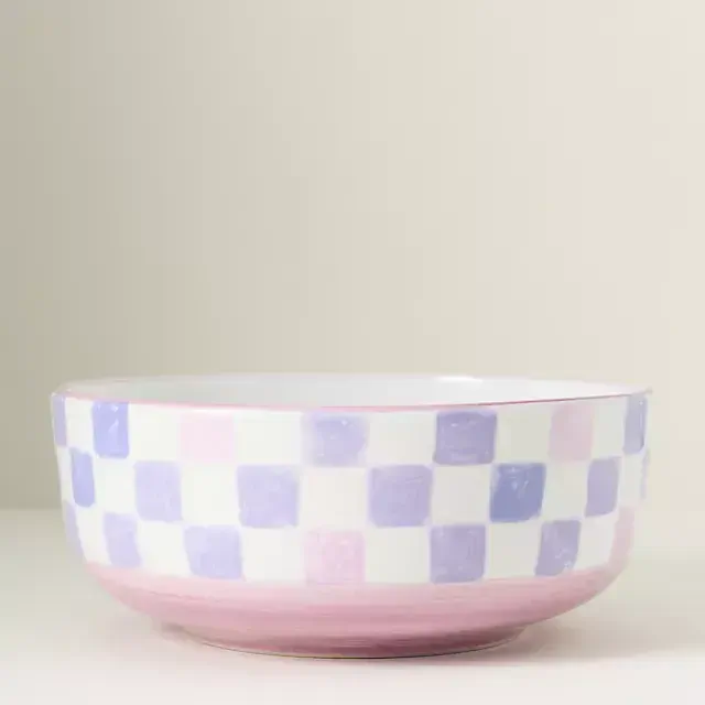 MacKenzie-Childs Stoneware Check Serving Bowl
