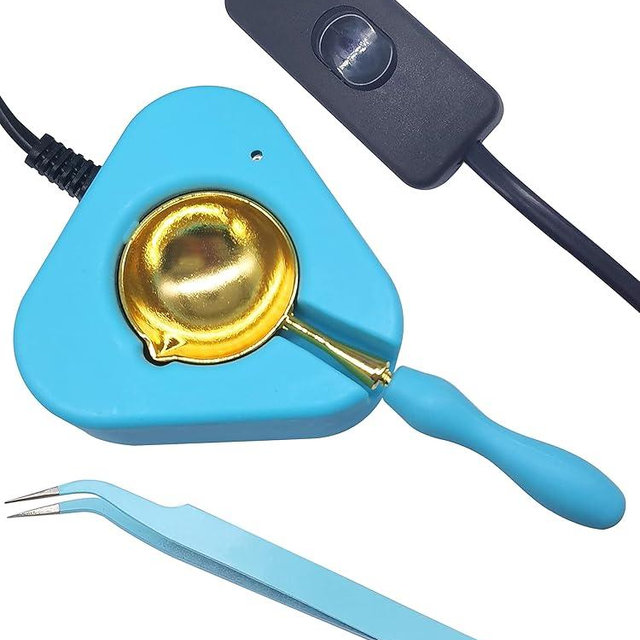 Wax Seal Warmer Wax Seal Kit with Spoon and Tweezers, Great Tool for Melting Sealing Beads (Electric Wax Seal Warmer)