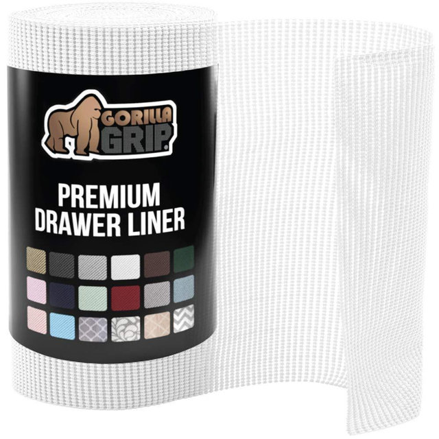 Gorilla Grip Original Drawer and Shelf Liner, Strong Grip, Non Adhesive, Easiest Install, 20 Inch x 20 FT Roll, Durable and Strong Liners, Drawers, Shelves, Cabinets, Storage, Kitchen, Snow White
