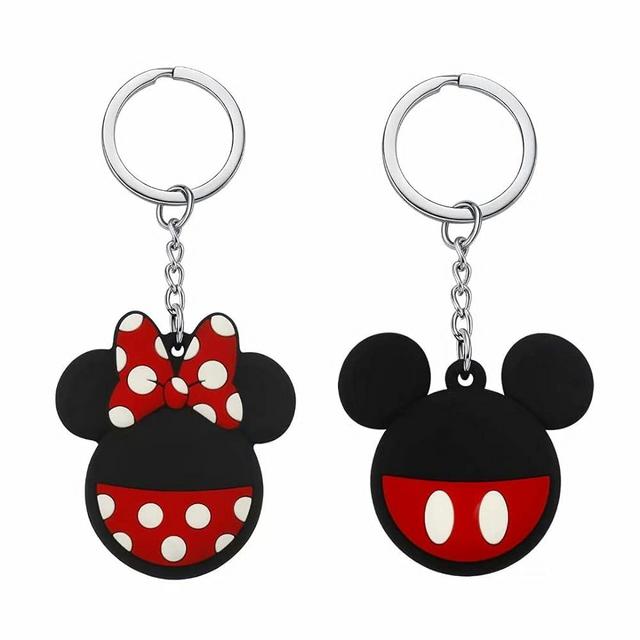 Max-ABC for Apple AirTag Case [2 Pack] Minnie Mickey Mouse Cute Cartoon AirTag Holder Case Soft Silicon Rubber Protective AirTag Cover with Metal Ring Hook for Key/Bag/Pet,A2