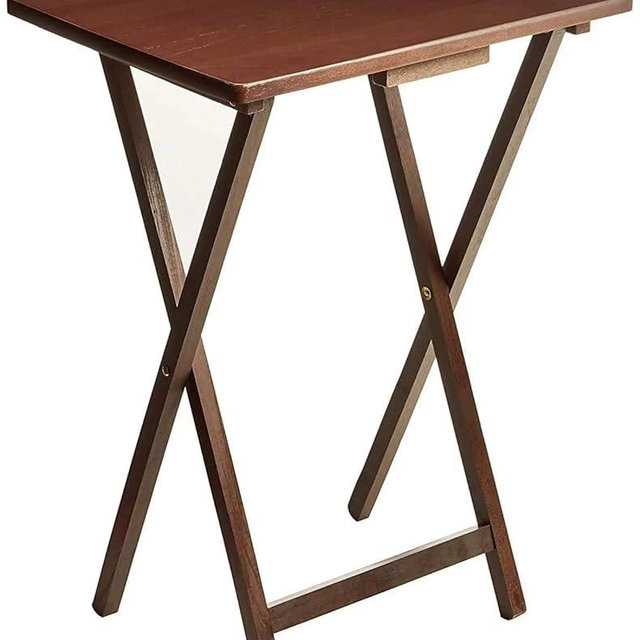 CNEIESD Folding TV Tray Table, Sturdy Solid Wood Construction, 19 x 14.5 x 26 Inches, Indoor Side Table with X-Shape Frame
