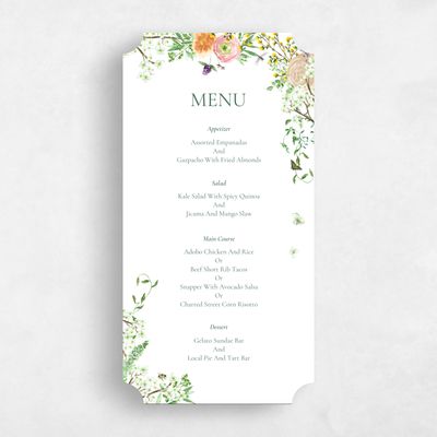 White Ticket Wedding Menu - Rosalind