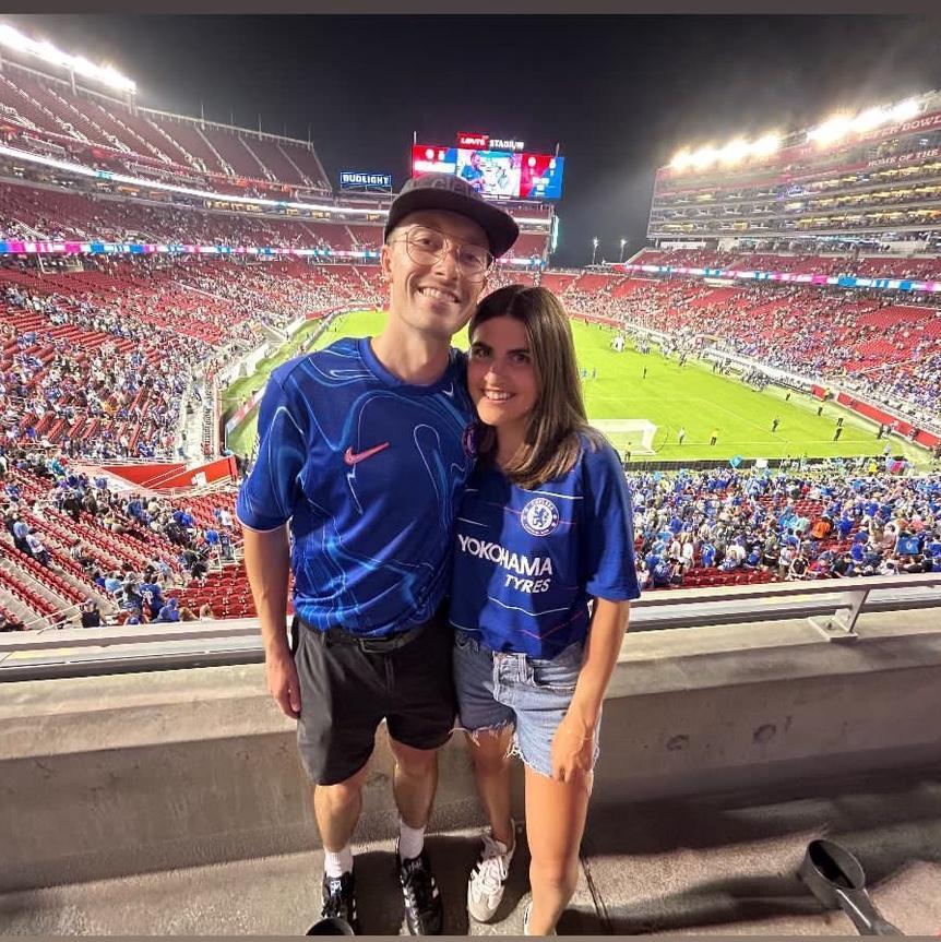 chelsea fc game! cooper may have shed some tears seeing his favorite team