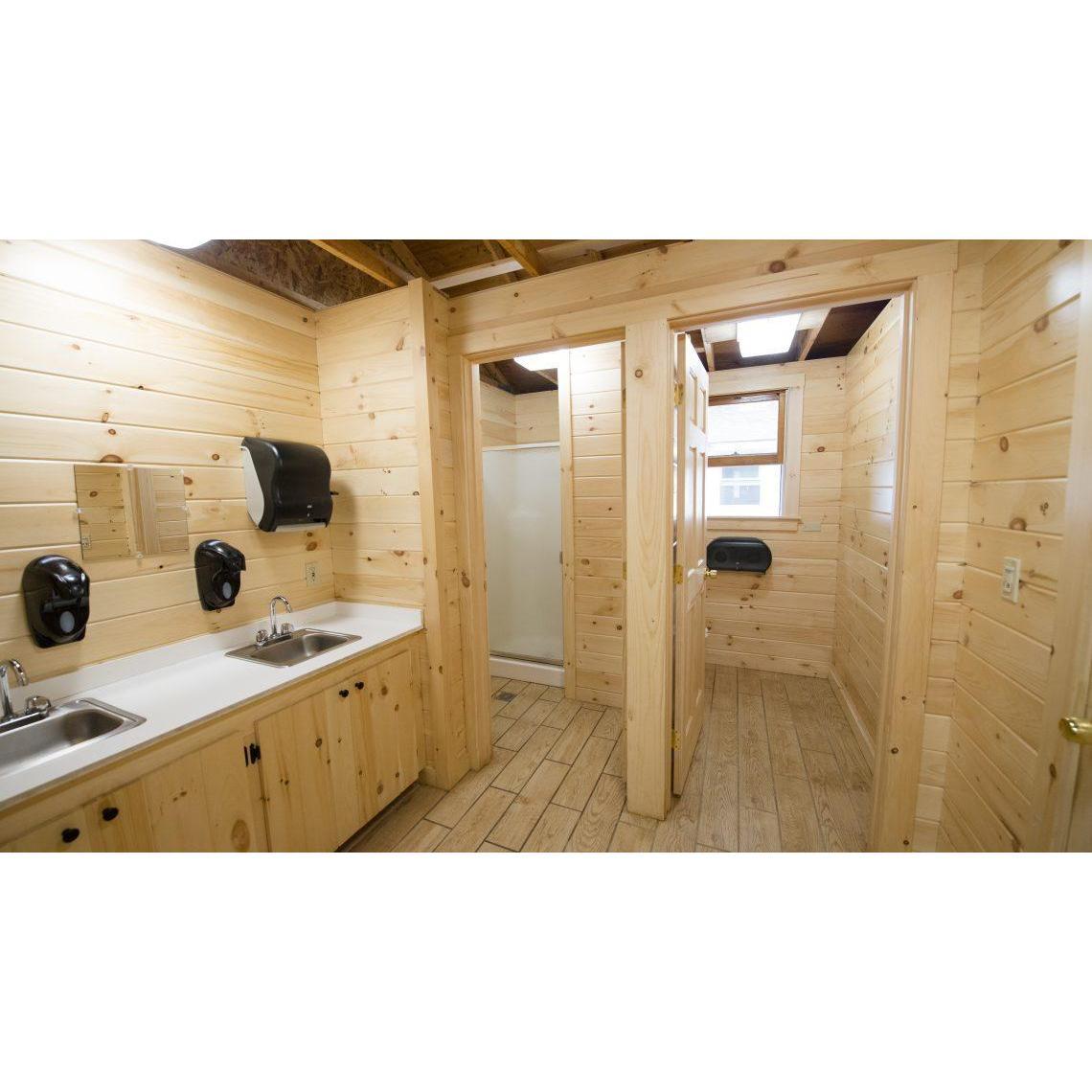 Each cabin has two private showers