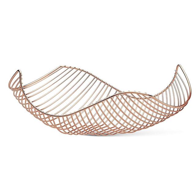 Vistella Fruit Bowl Basket in Copper Rose Gold - 5 Colors Available - Stainless Steel Wire Design with Modern Styling - Decorative Countertop Centerpiece