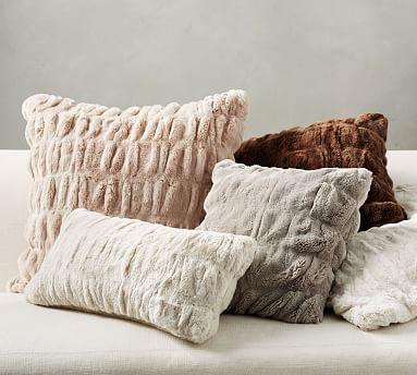 Faux Fur Ruched Pillow Covers