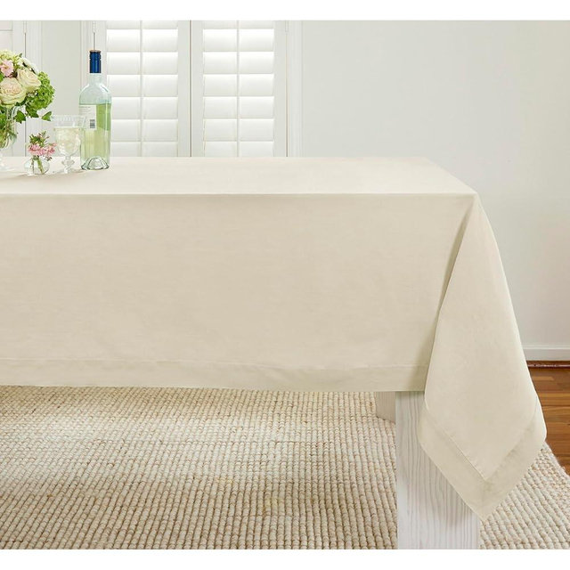Solino Home Linen Tablecloth for Rectangle Tables 60 x 108 Inch - 100% Pure Linen Birch Table Cloth - Fete, Machine Washable Cloth Tablecloth for Summer, Fall