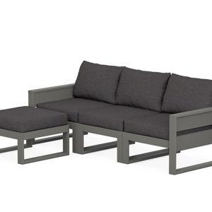 Eastport 4- Piece Sectional with Ottoman - Stepping Stone / Ash Charcoal