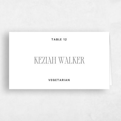 White Wedding Place Card - Solange Vegetarian