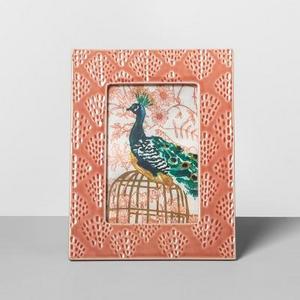 Embossed Ceramic Frame Peach 4"x6" - Opalhouse™