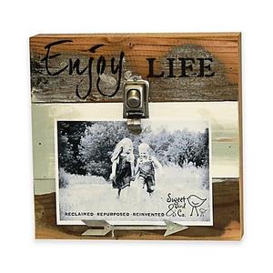Sweet Bird & Co. 4-Inch x 6-Inch "Enjoy Life" Clip Reclaimed Wood Wall Art