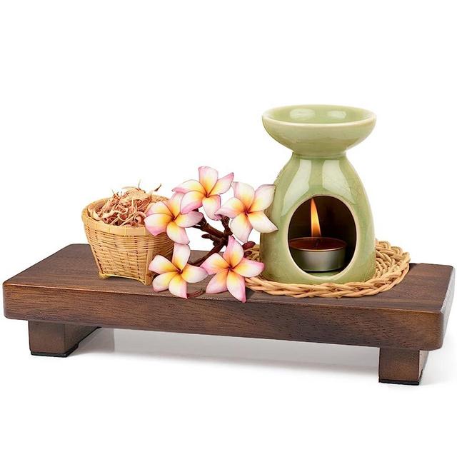 Decorative Wooden Riser for Display, Walnut Wood Pedestal Stand Modern Farmhouse Decor, The Perfect Display Wood Tray for Bathroom Home Kitchen Sink Holder (Small, 9 x 3.9 x1.57Inch)