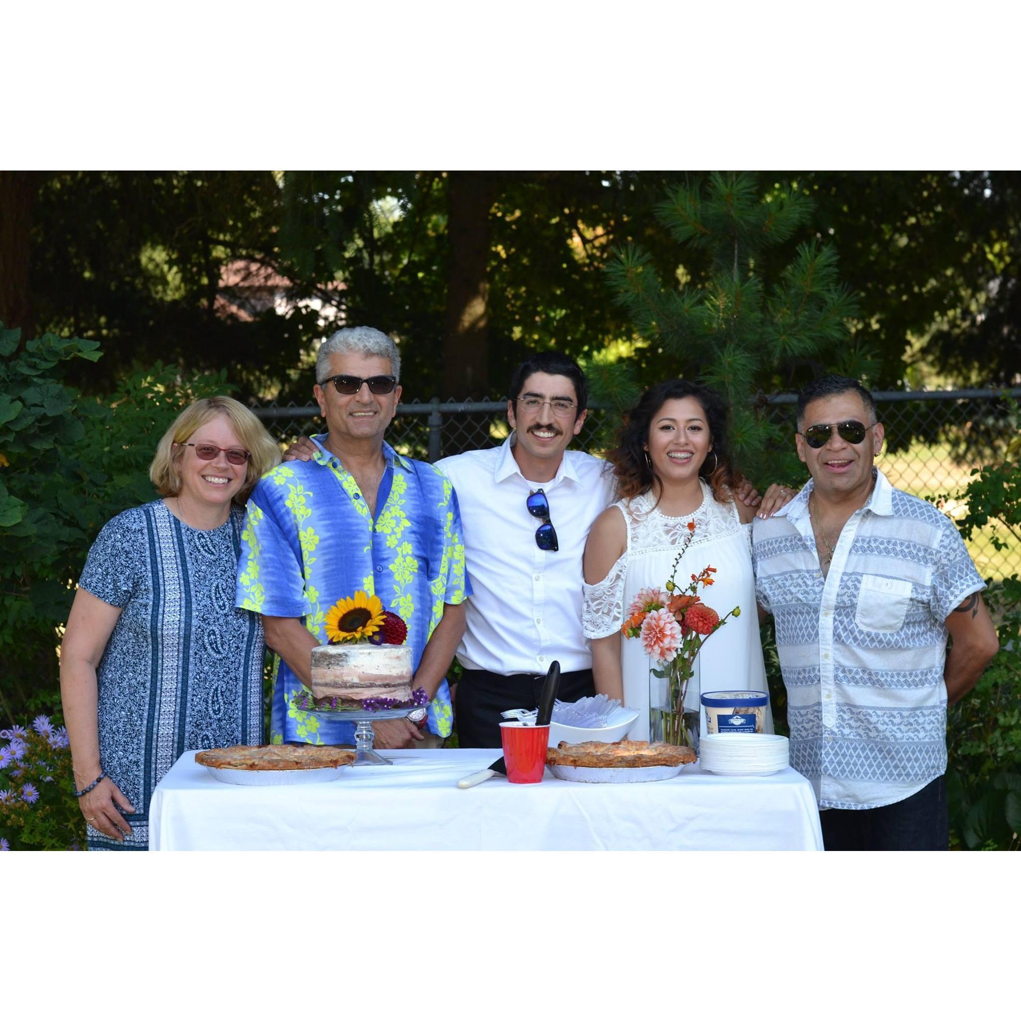 Cutting the cake at the "I Do BBQ". Aug 27 2017