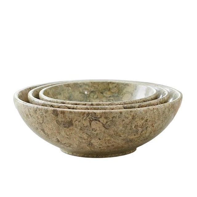 UrbanFocal Set of 3 Coral Marble Bowls 4,5 & 6 inch - Round Jewelry Dish, Key Catchall, Ring Holder & Food Bowl for Snacks, Nuts or Small Other Essentials