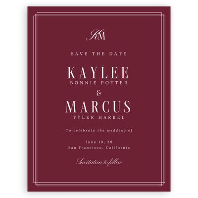Red Wedding Digital Save the Date - Mahogany Classic