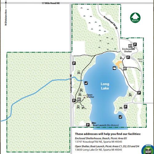 Map of Long Lake Park - Ceremony/Reception at enclosed structure