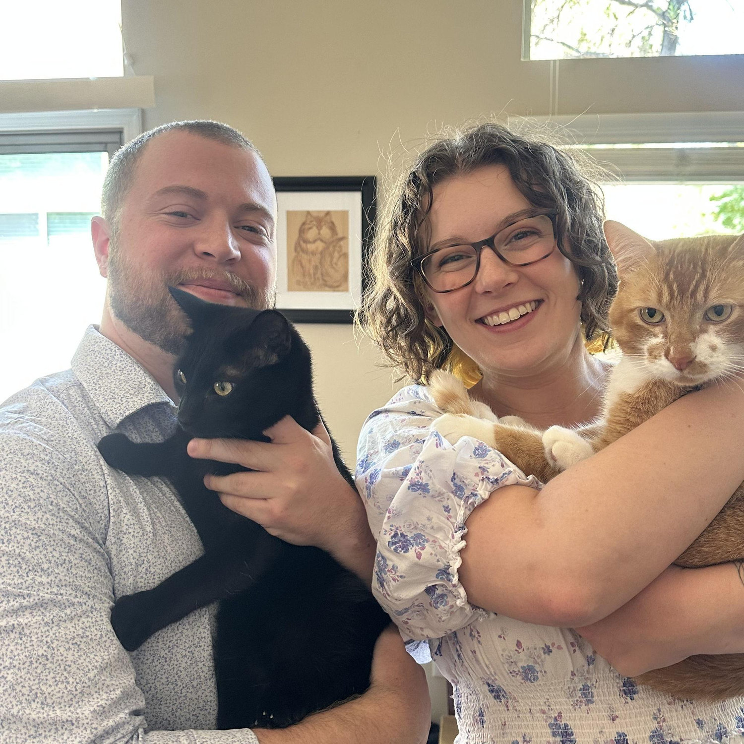 The day we eloped in Tucson! Coming home to our cats