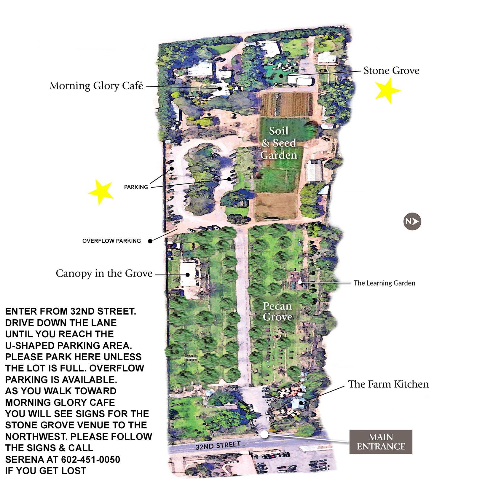 Day-of directions to the Stone Grove venue at The Farm at South Mountain