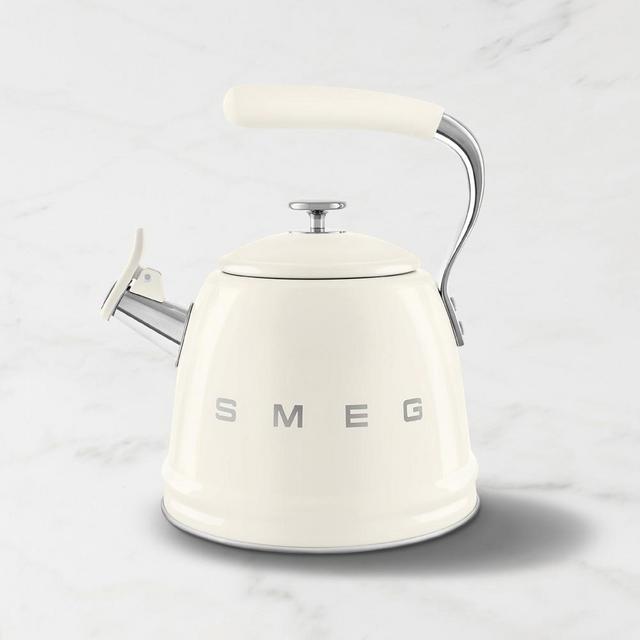 SMEG Stainless-Steel Whistling Tea Kettle, 2 1/2-Qt., Cream