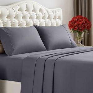 Utopia Bedding King Sheet Set – 4 Piece Bed Sheets for King Size Bed, Soft and Breathable Microfiber, Includes 1 Fitted Sheet, 1 Flat Sheet and 2 Pillowcases (Grey)