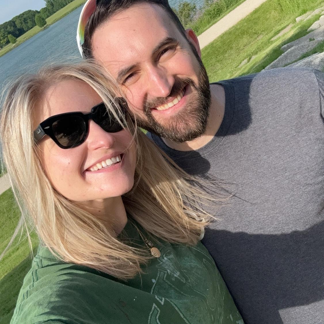 Selfie at Independence Grove, where the two later got engaged.