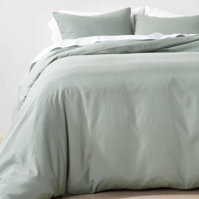 3pc King Lyocell Cotton Blend Duvet & Sham Set Sage Green - Casaluna™