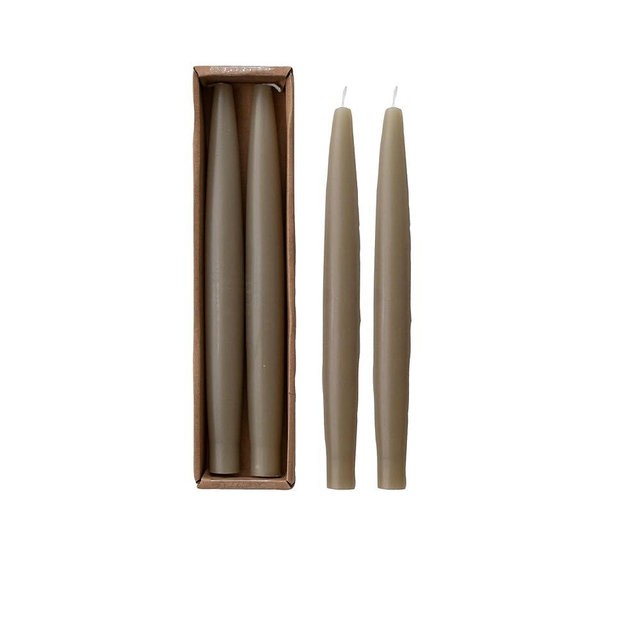 Creative Co-Op 2-Piece Unscented Taper Candles, Olive Color