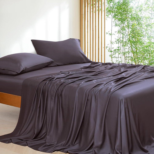 NATUREFIELD Queen Size Bamboo Sheets 4 Piece Sheet Set - 100% Rayon from Bamboo, Cooling & Breathable, 16" Deep Pocket Fitted Sheet, 125 GSM, 200+ Density Luxury Hotel Bedding