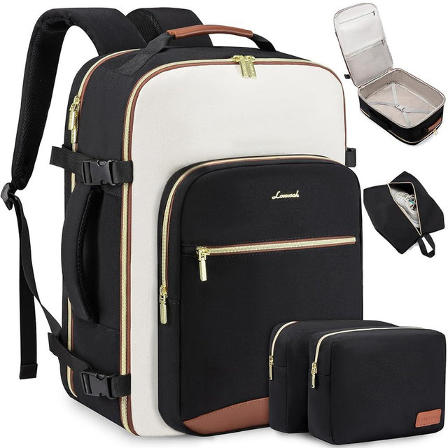 LOVEVOOK Large Travel Backpack for Women & Men, 40L Carry on Backpack for Airplanes, TSA Personal Item Travel Bag fits 17" Laptop, Waterproof Travel Essentials Airline Approved with 3 Packing Cubes