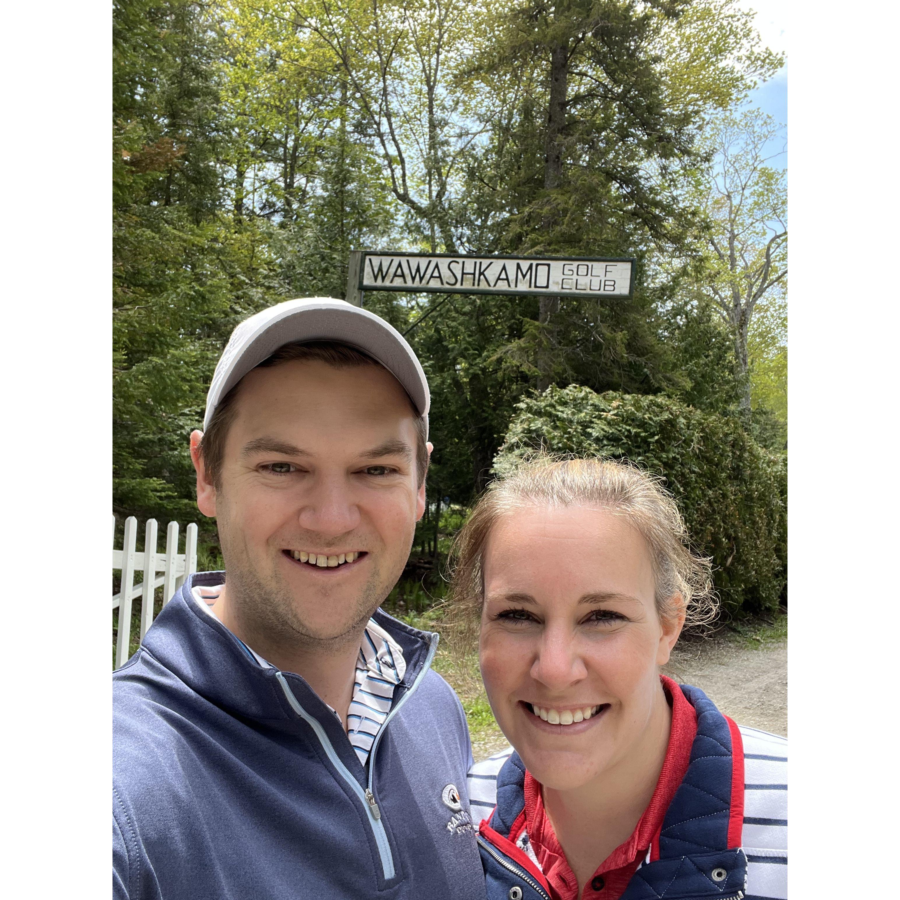 Golfing (one of our favorite activities to do together) at Wawashkamo