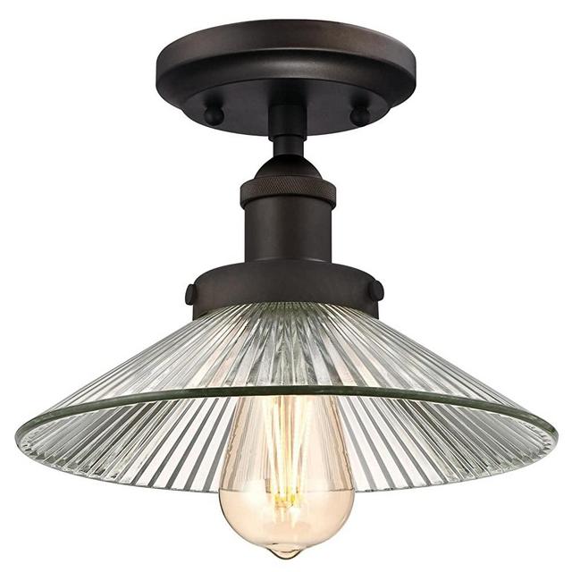 Westinghouse Lighting 6336100 Lexington One-Light Indoor Semi-Flush Ceiling Fixture, Finish, Oil Rubbed Bronze - Clear Ribbed Glass
