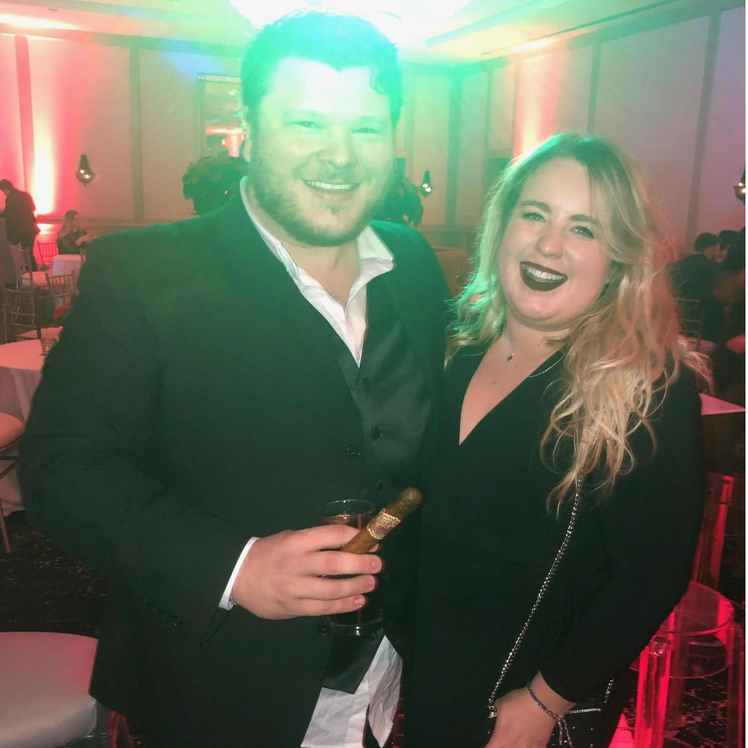 Got all dressed up for his office Christmas party!