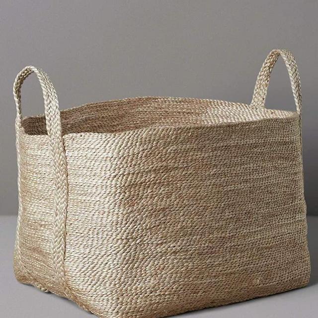 Extra Large Natural Jute Woven Basket for Storage - 20 x 14” Tall Blanket Basket for Living Room, Pillows, Throws or Towels - Wicker Hamper Basket with Handles - Handmade Seagrass Coiled Basket XL