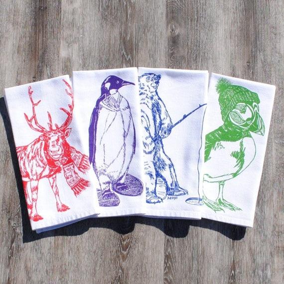 Christmas Cloth Napkins - Screen Printed Napkins Set of Four