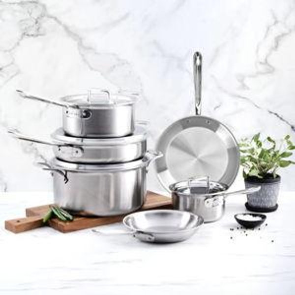 D5 Stainless Brushed 5-ply Bonded Cookware; Soup Pot with lid; 4 quart