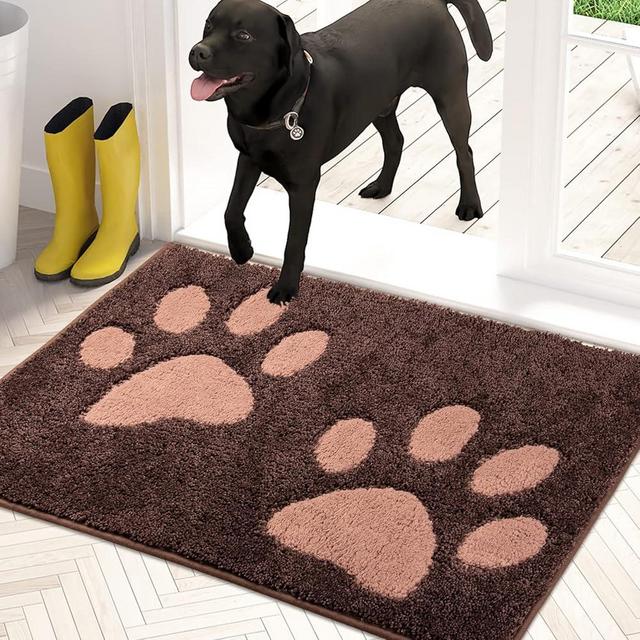 PURRUGS Dirt Trapper Door Mat 20" x 31.5", Non-Skid/Slip Machine Washable Microfiber Entryway Rug, Dog Doormat, Super Absorbent Welcome Mat for Muddy Wet Shoes and Paws, Brown