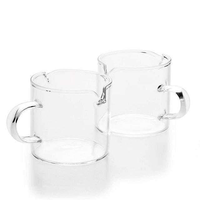 Shot Glasses Espresso Parts Double Spouts Milk Cup Clear Glass (Clear Glass-2Pack)