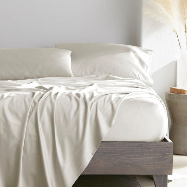 Premium 100% Bamboo Viscose Sheet Set - 4 Piece Set - Deep Pockets with Corner Straps (Cream)