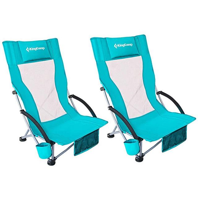 KingCamp Low Sling Beach Chair for Camping Concert Law, Low and High Mesh Back Two Versions