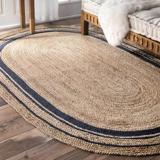 Braided Rikki Border Jute Oval Rug